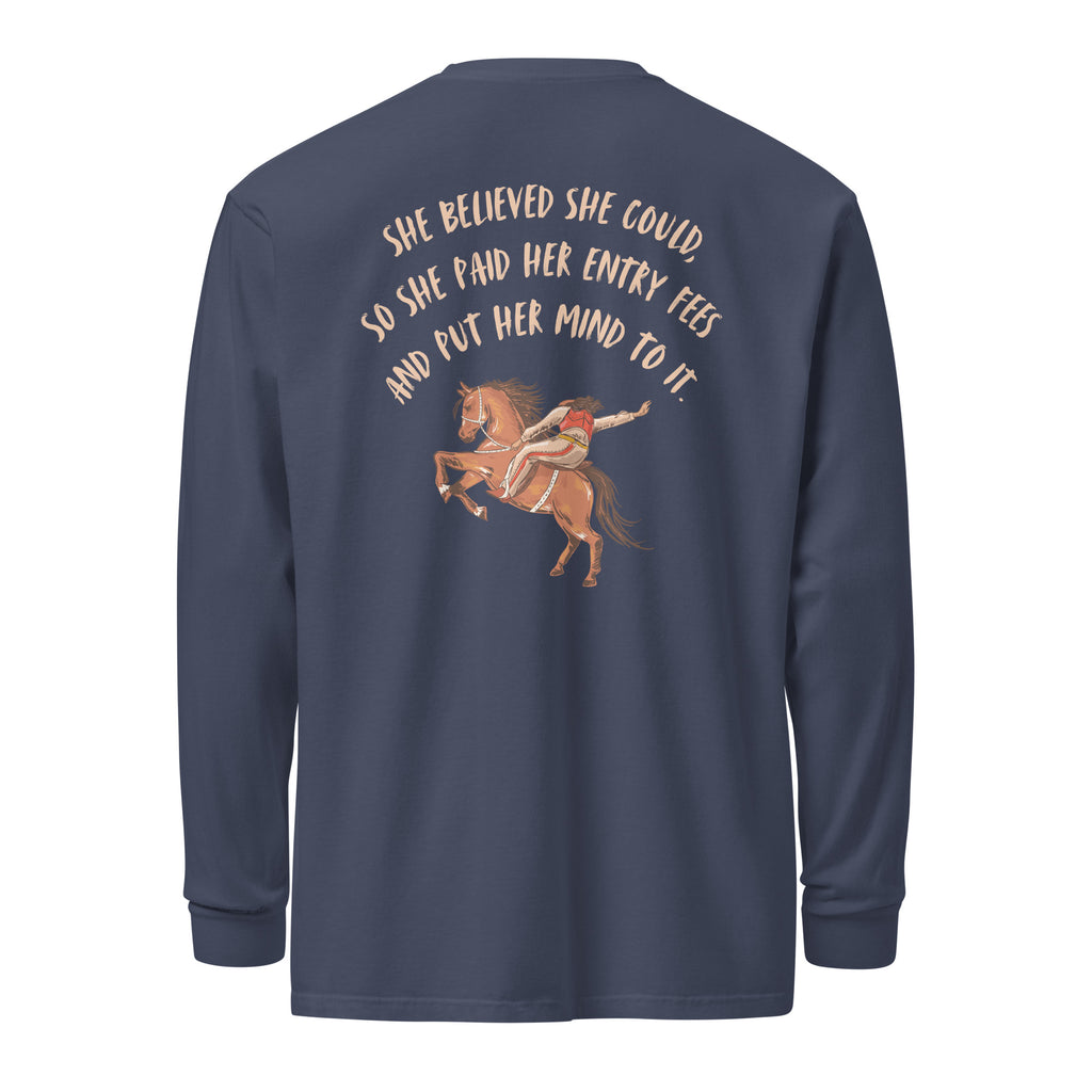 She Believed She Could, Unisex Comfort Colors Long Sleeve Shirt